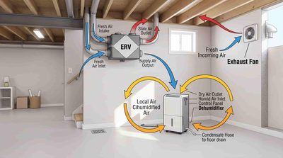 Air Quality in a Finished Basement: ERVs, Dehumidifiers, and the One Fan That Changes Everything
