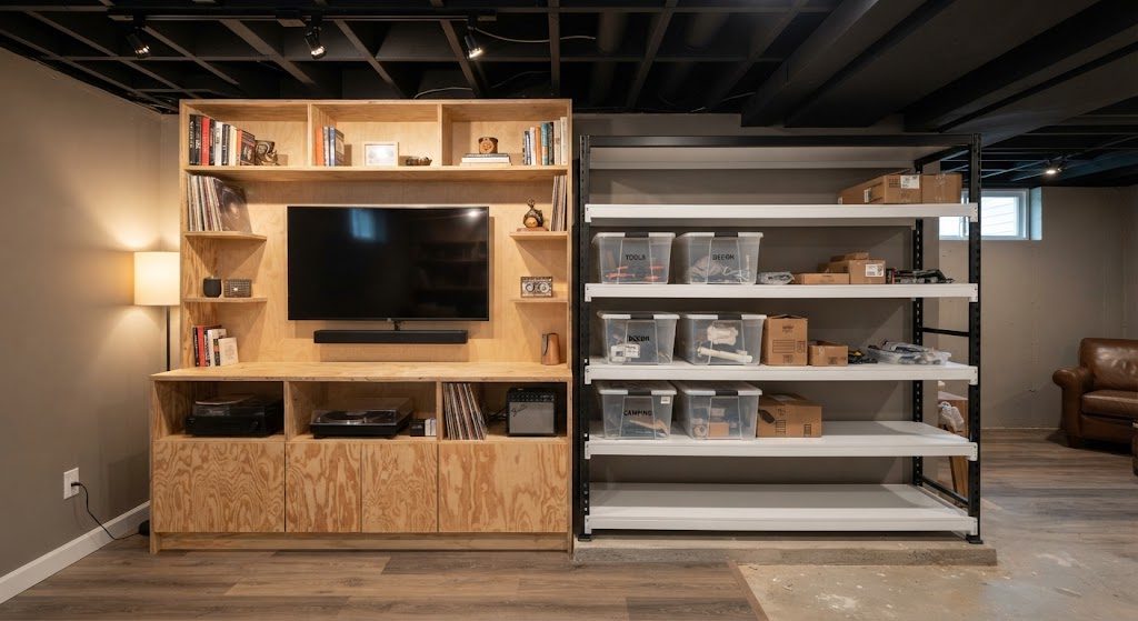 Where Custom Cabinetry Pays Off in a Basement — and Where Stock Shelving Is Fine