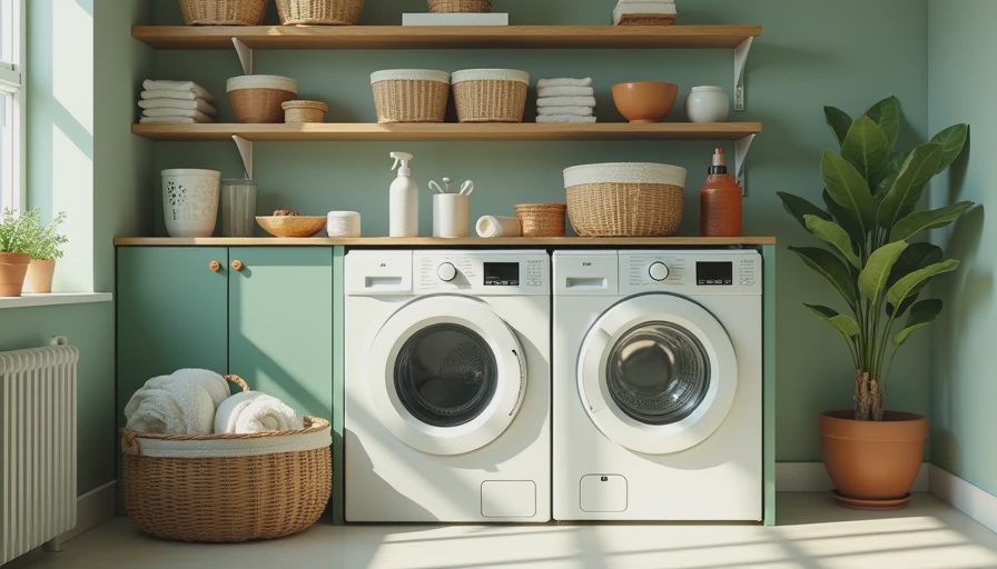 Visual context for laundry room organizer