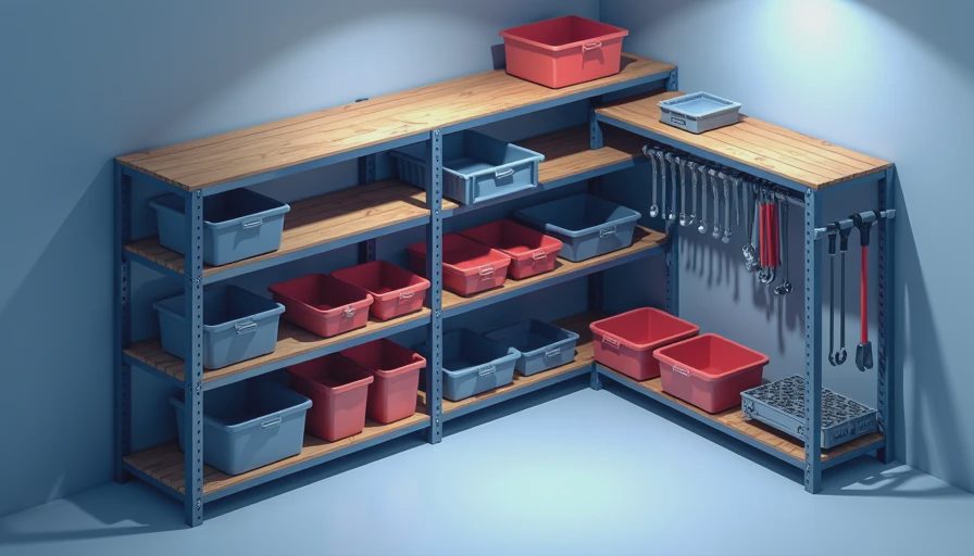 Illustration for garage shelf design